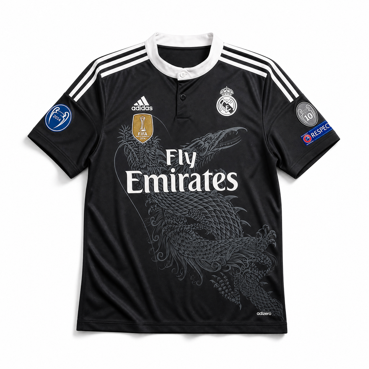 Maglia Real Madrid 2014/15 third nera con drago frontale vista frontale