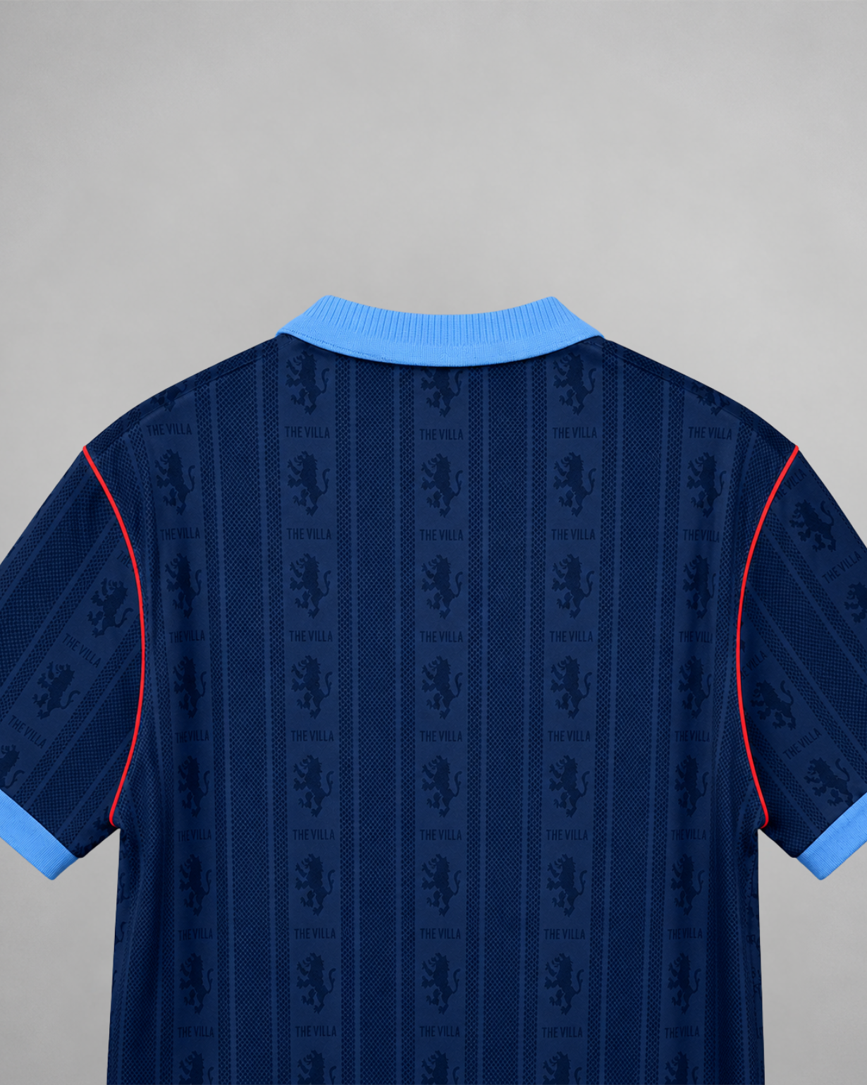 Aston Villa soccer jersey blu con righe verticali tono su tono