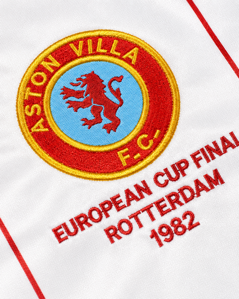 Jersey Aston Villa retrò bianca con righe verticali sottili