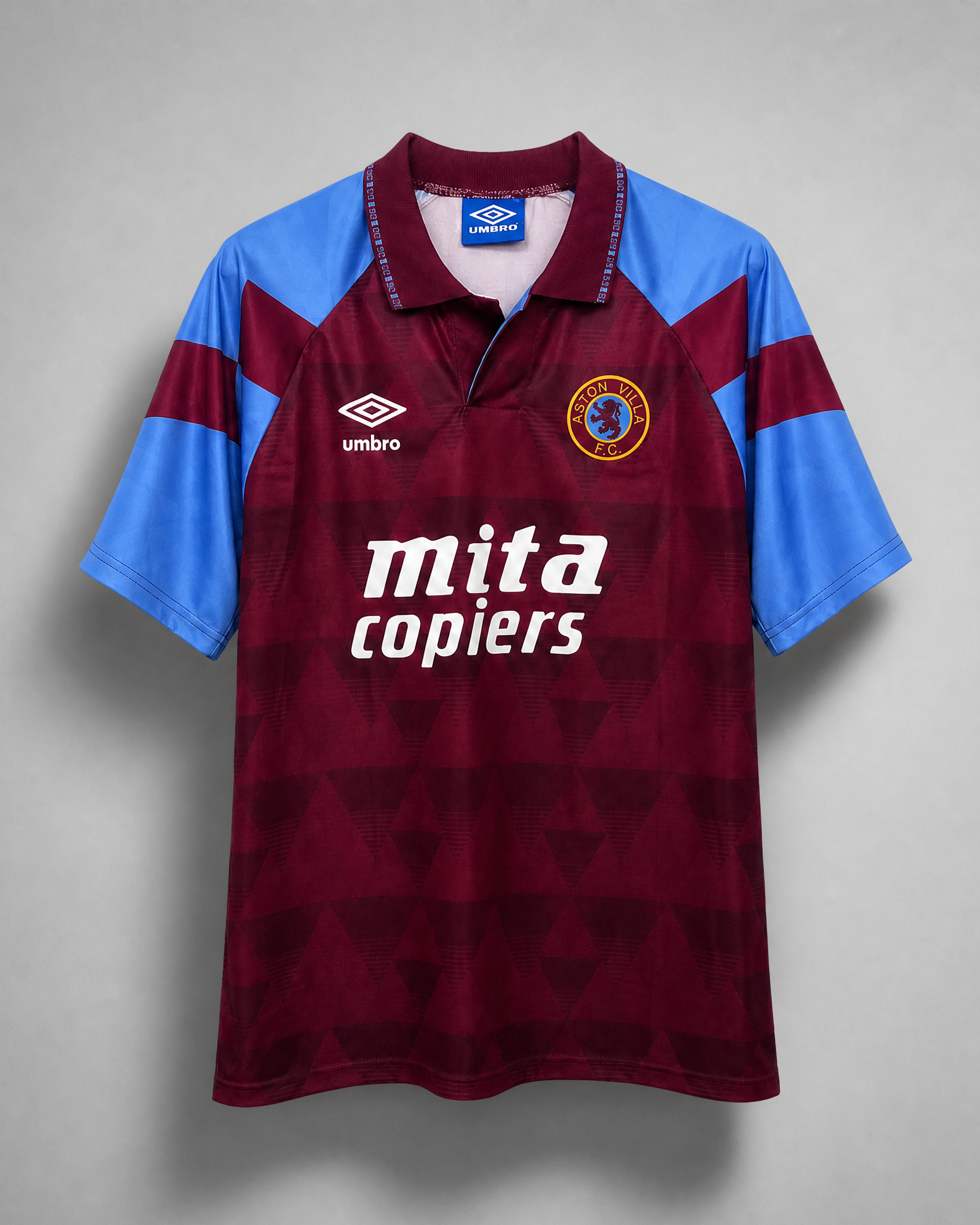 Aston Villa maglia home 1990/91 bordeaux con maniche azzurre
