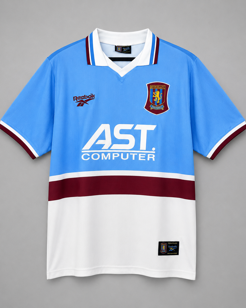 Aston Villa maglia away 1997/98 azzurro chiaro con fascia bordeaux