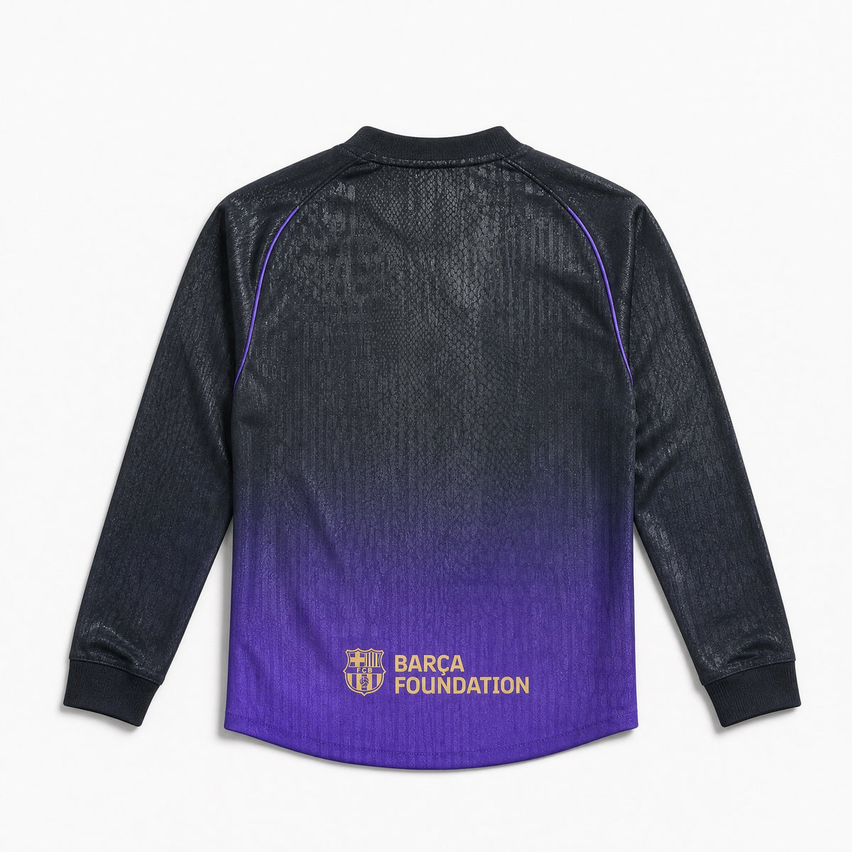 Maglia Barcellona 2026/27 away manica lunga vista posteriore dettaglio tessuto