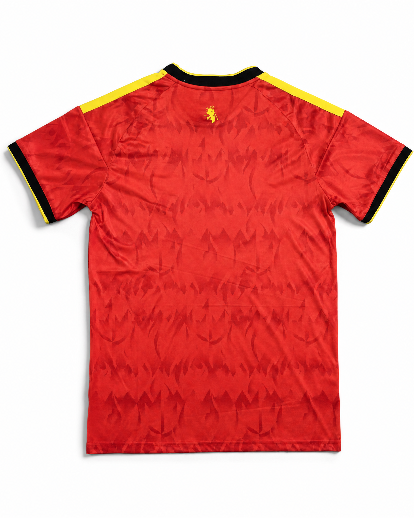 Maglia Belgio 2026 home vista posteriore rosso intenso texture dinamica calcio nazionale