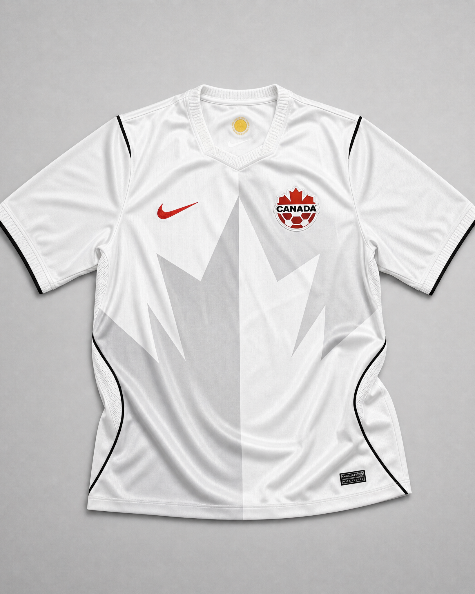 Canada Maglia Third 2026 World Cup vista frontale bianca con grafica tono su tono ispirata alla foglia d’acero
