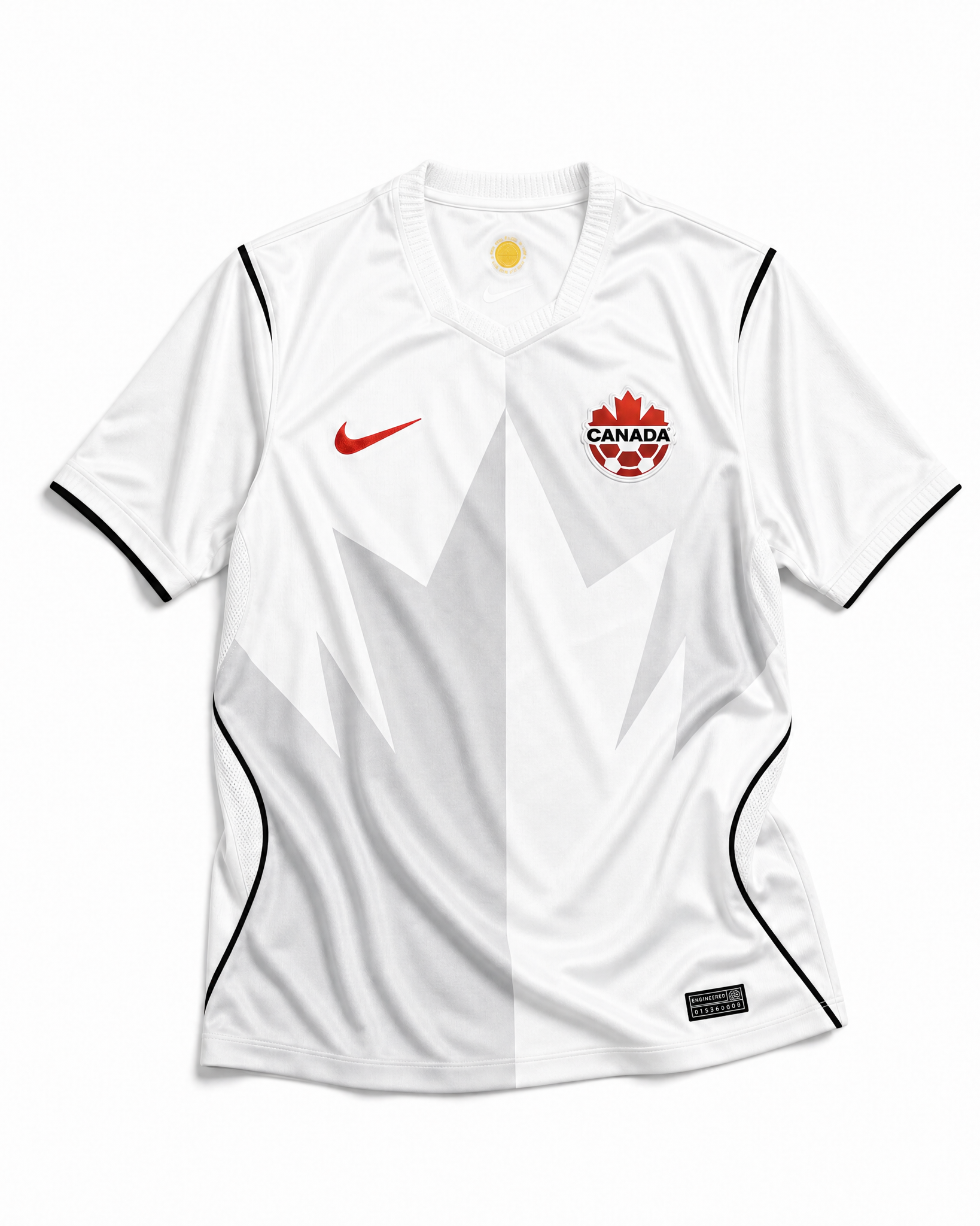 Canada Maglia Third 2026 World Cup vista frontale bianca con grafica tono su tono ispirata alla foglia d’acero