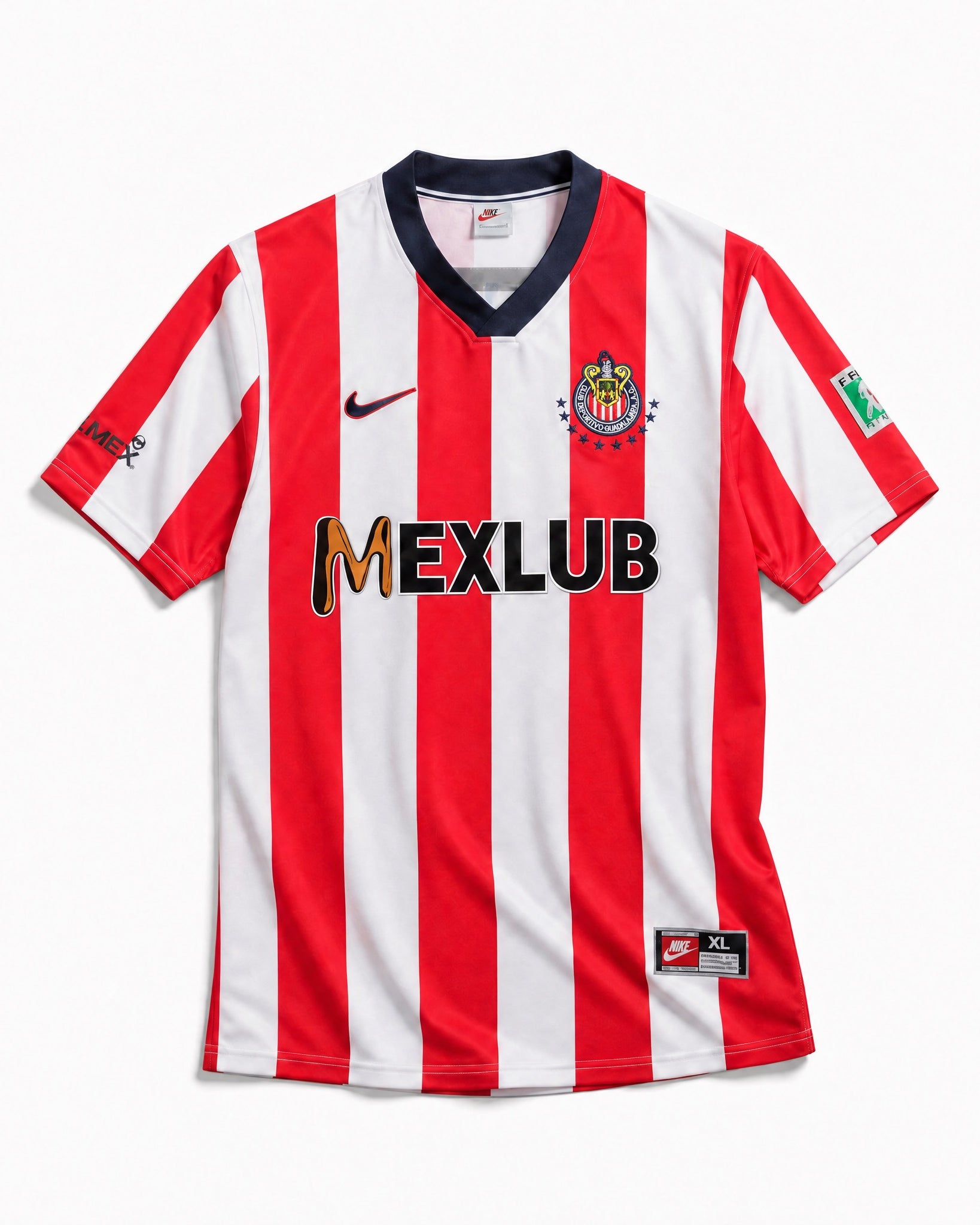 Chivas Maglia Home 1996/97 vintage con strisce rosse e bianche vista frontale