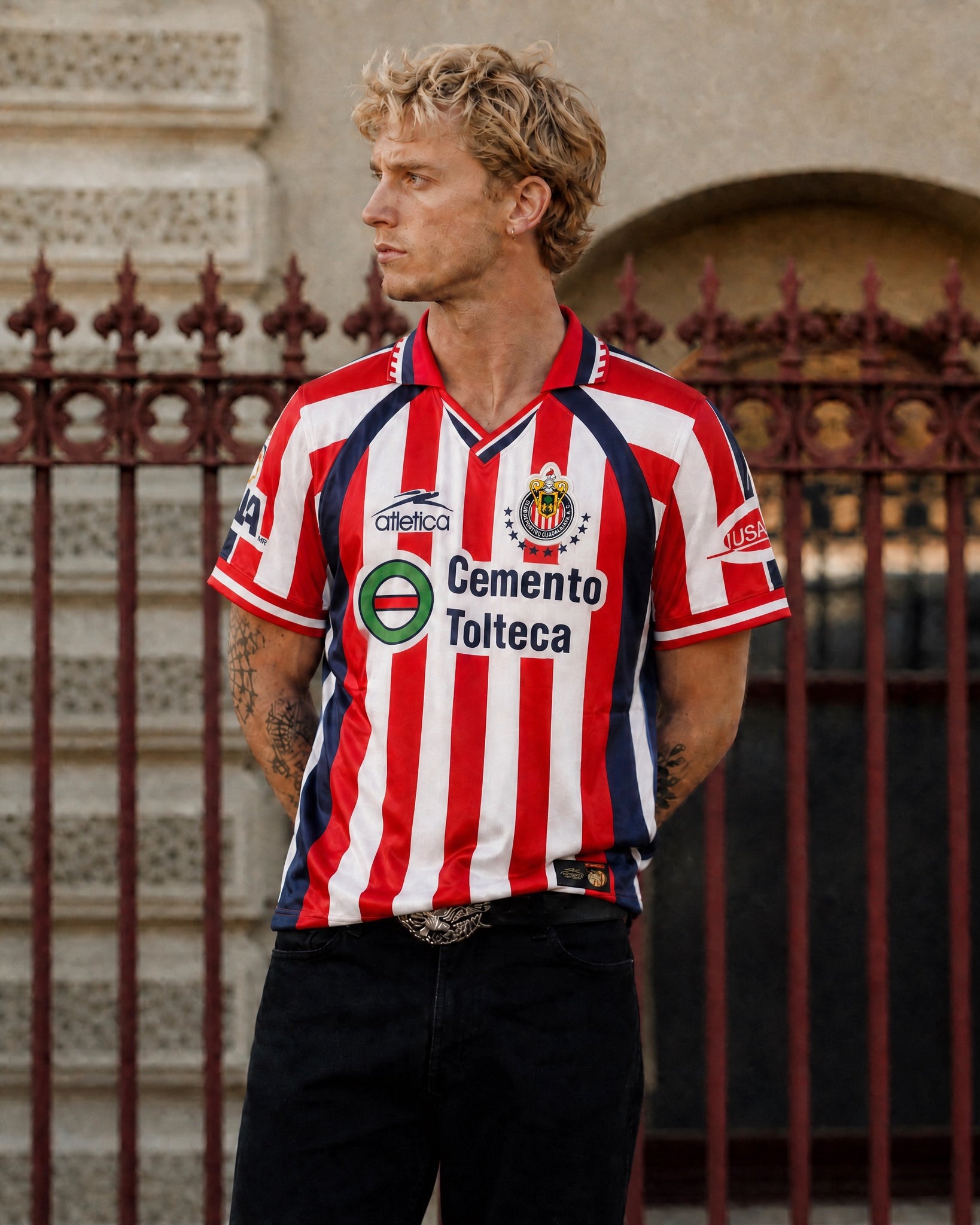 Chivas Guadalajara maglia home 1999/00 design bianco rosso e blu