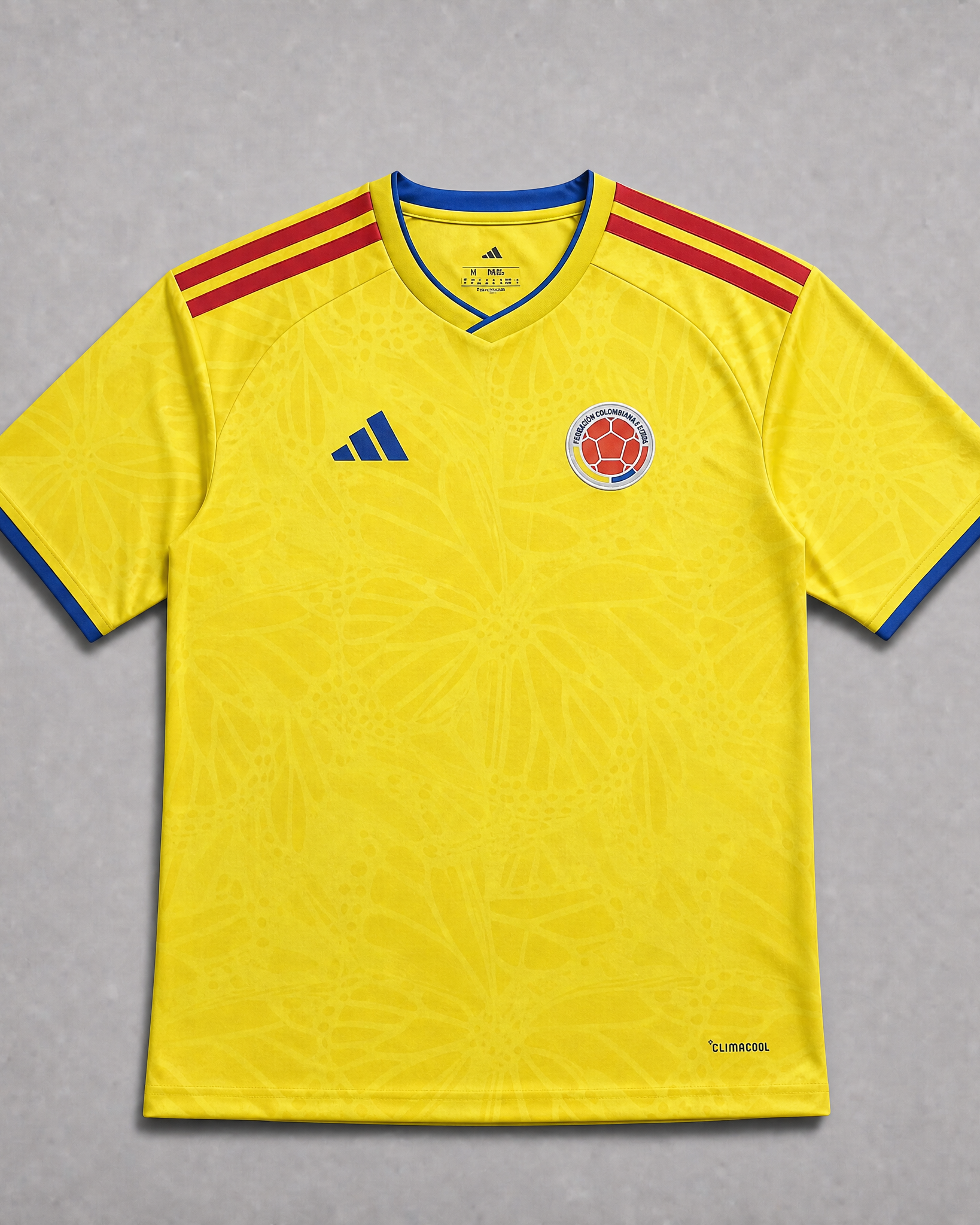 Colombia maglia home 2026 World Cup vista frontale colore giallo dettagli moderni