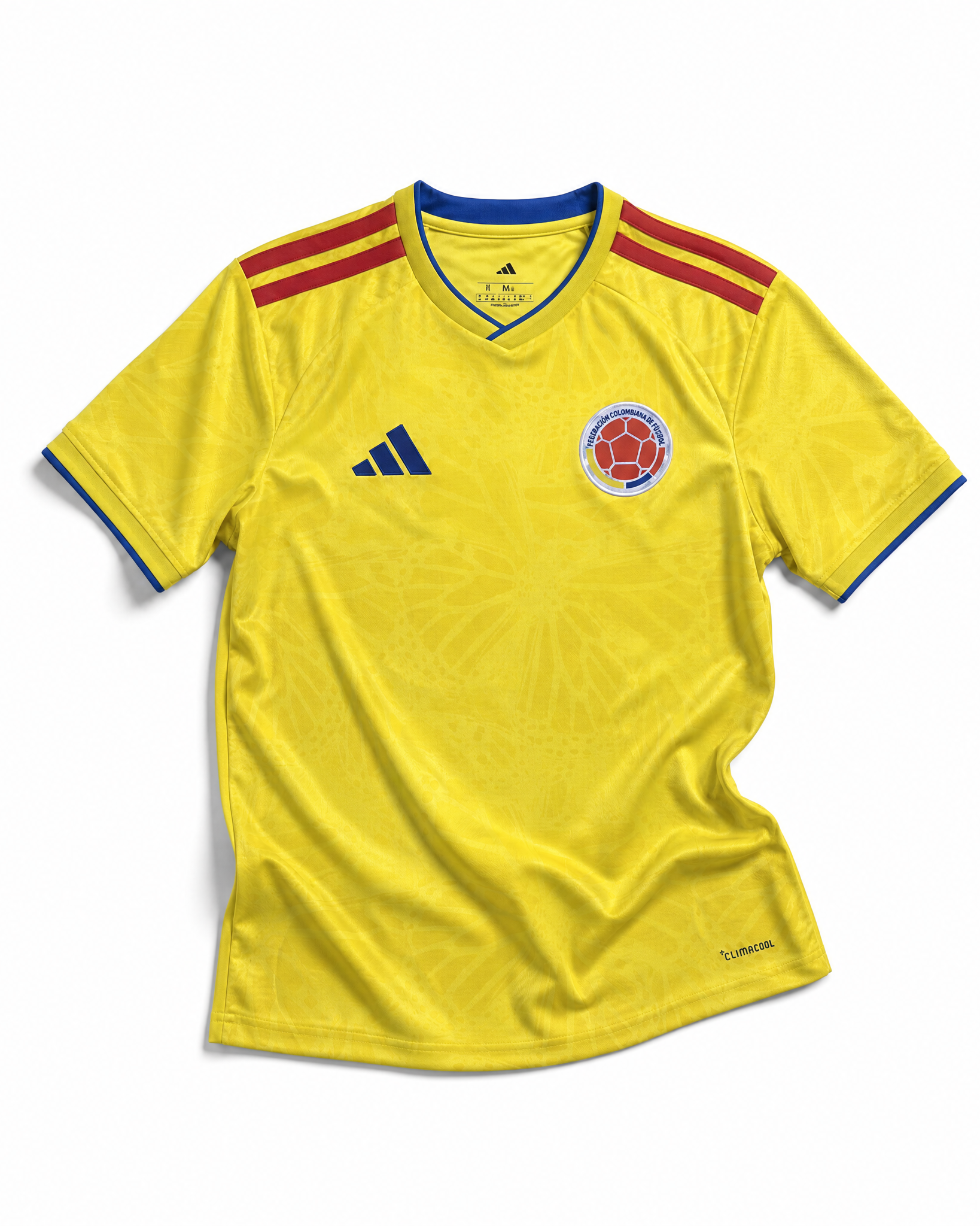 Colombia maglia home 2026 World Cup vista frontale colore giallo dettagli moderni