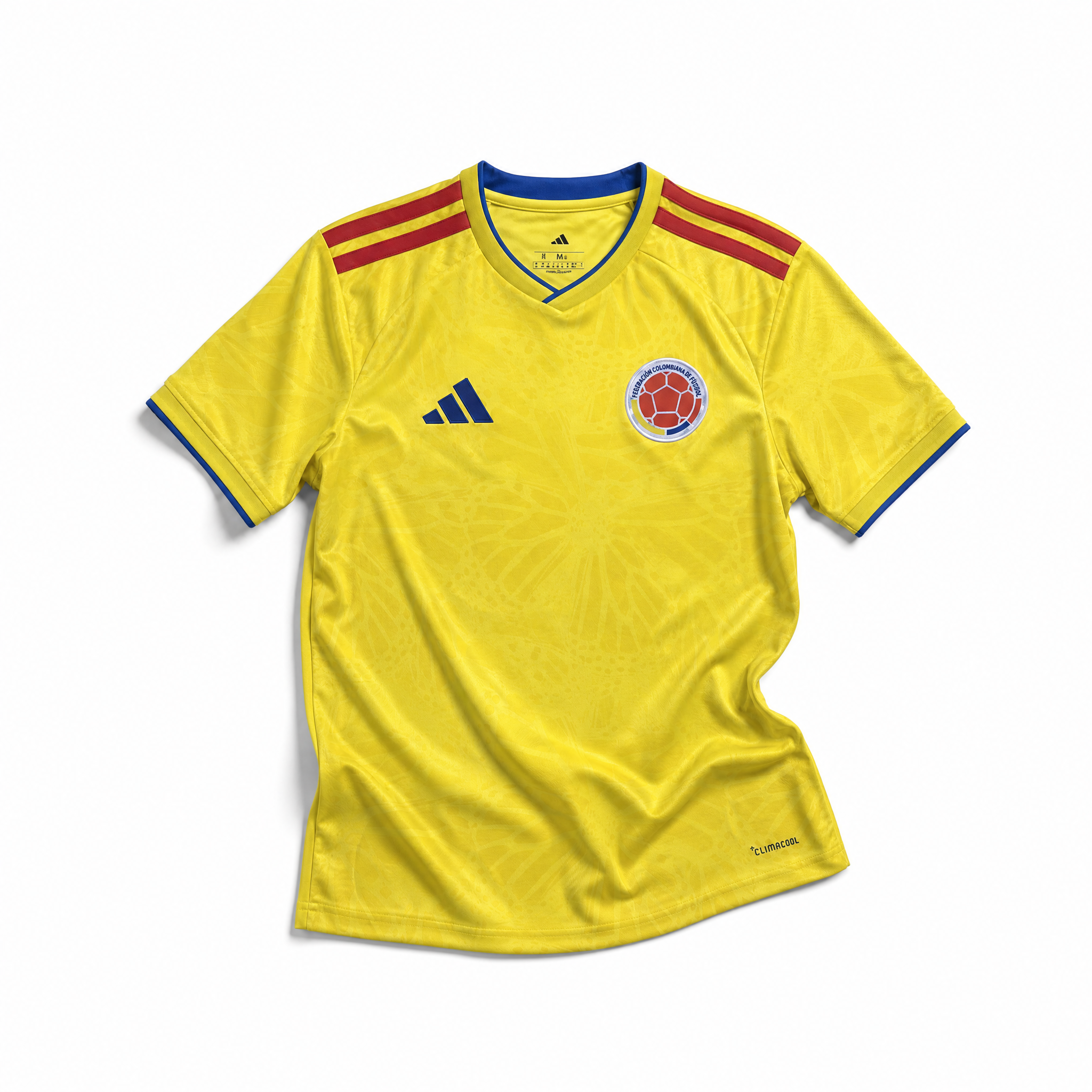Colombia maglia home 2026 World Cup vista frontale colore giallo dettagli moderni