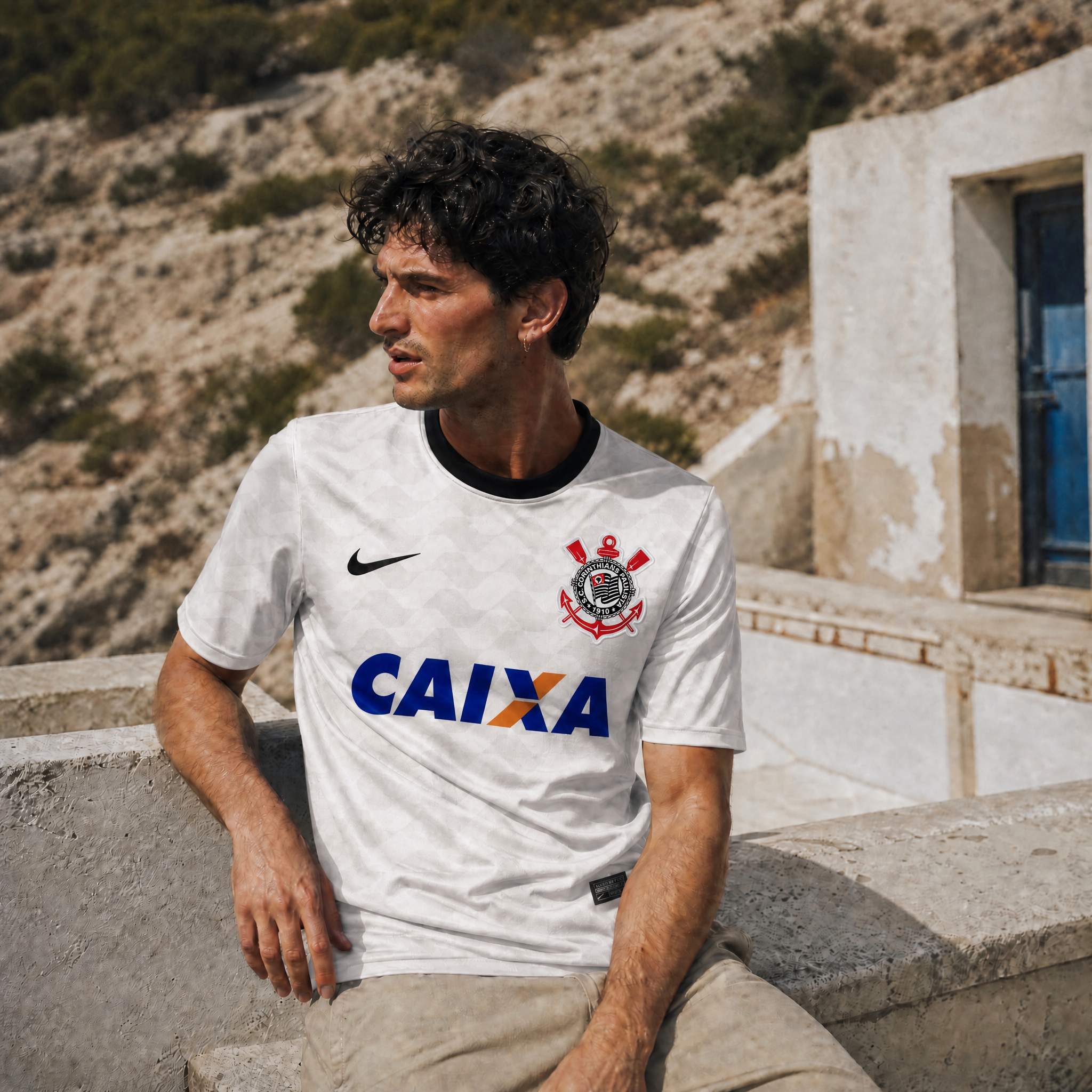 Maglia Corinthians 2012 bianca stile retro con grafica geometrica