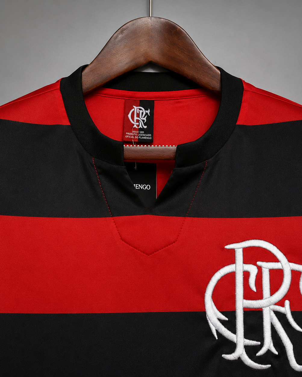 Dettaglio frontale Flamengo jersey 1978/79 con bande orizzontali classiche