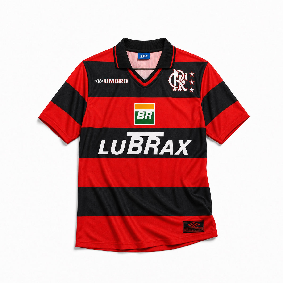 Dettaglio frontale Flamengo jersey home 1999/00 con bande orizzontali