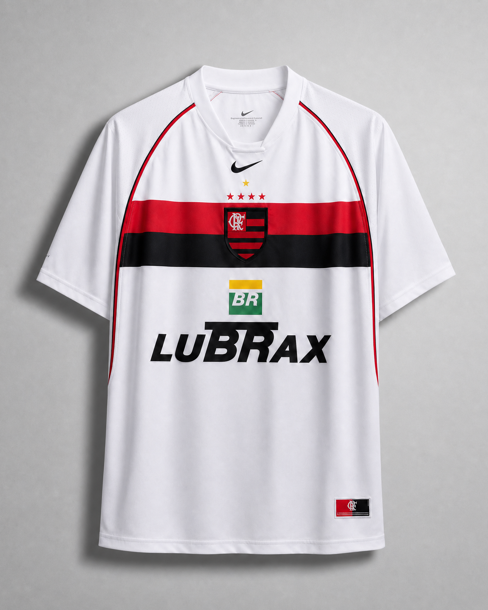 Flamengo maglia away 2002/03 bianca con banda rossonera frontale