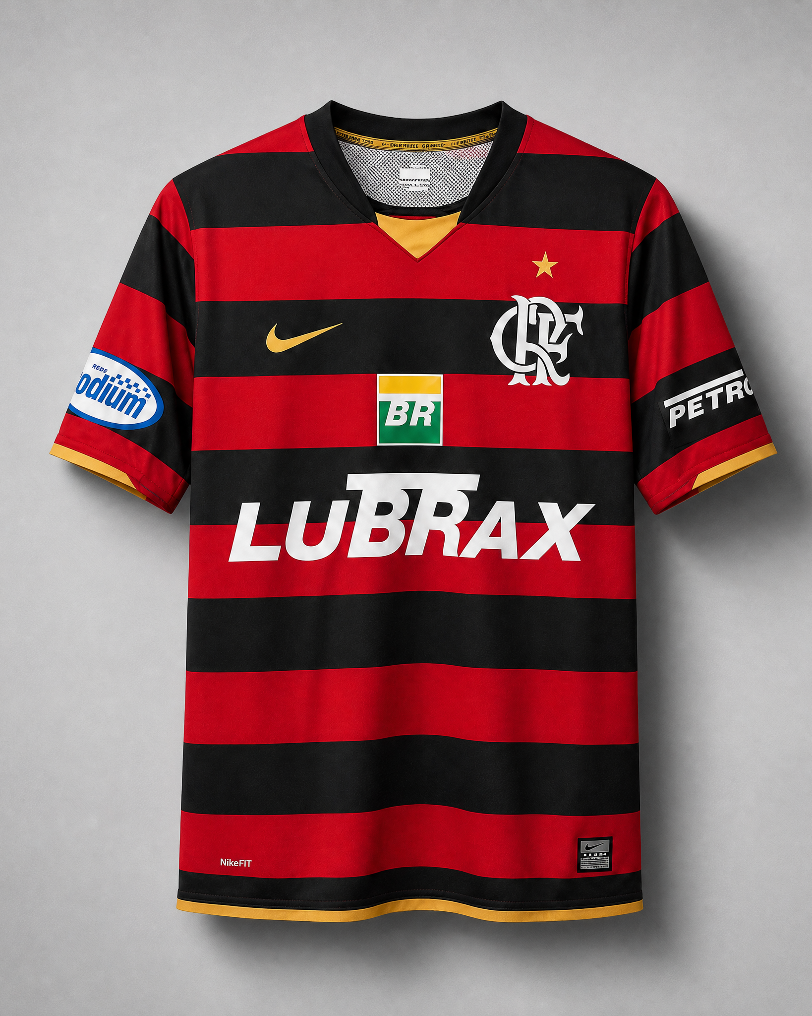 Retro della maglia Flamengo 2008/09 home a strisce orizzontali