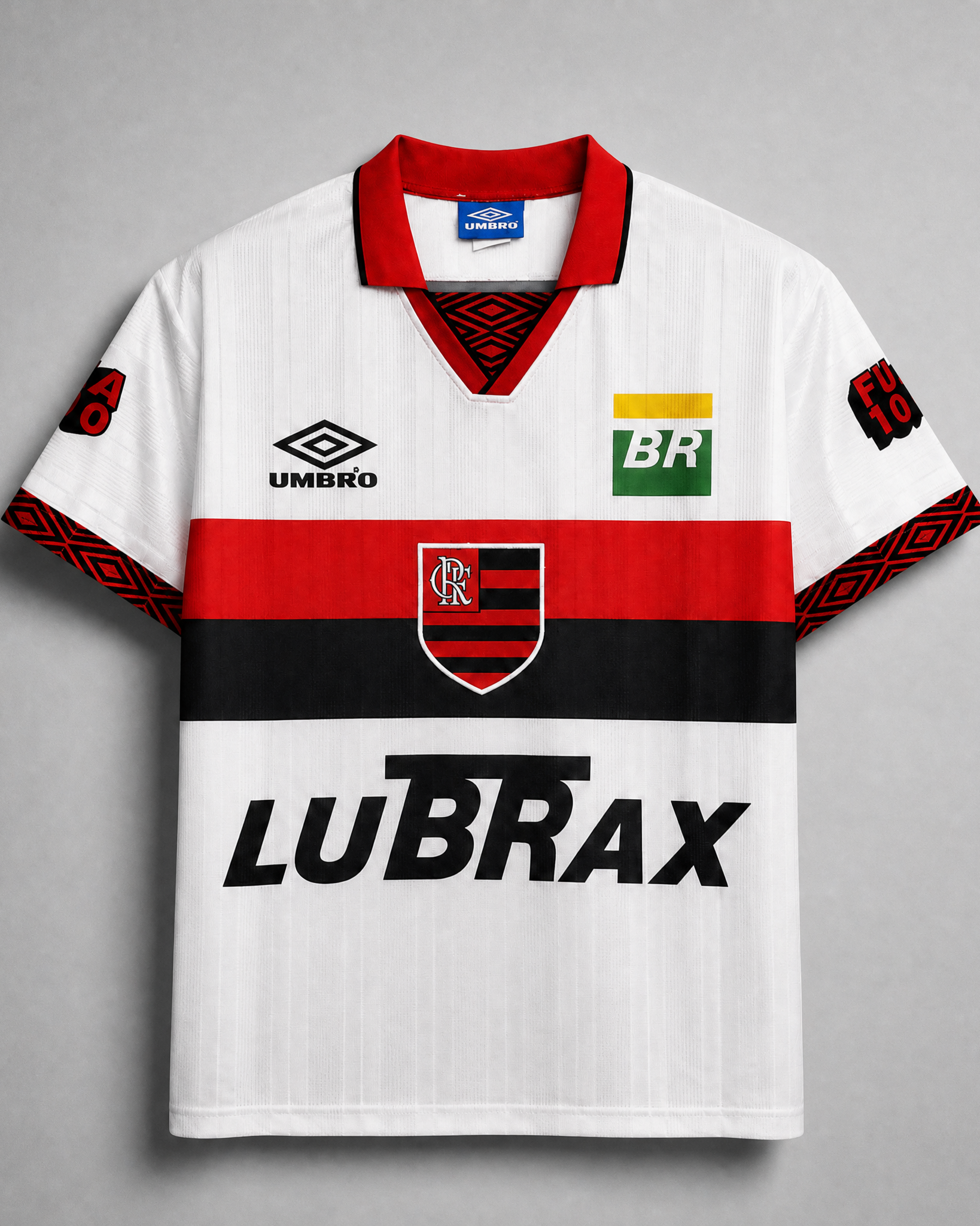 Flamengo maglia away 1995 anniversario 100 anni colore bianco con fascia rosso nera