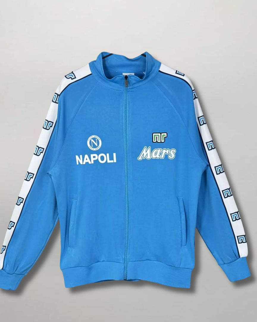 Giacca Napoli 1989/90 Mars Ennerre azzurra frontale logo Napoli