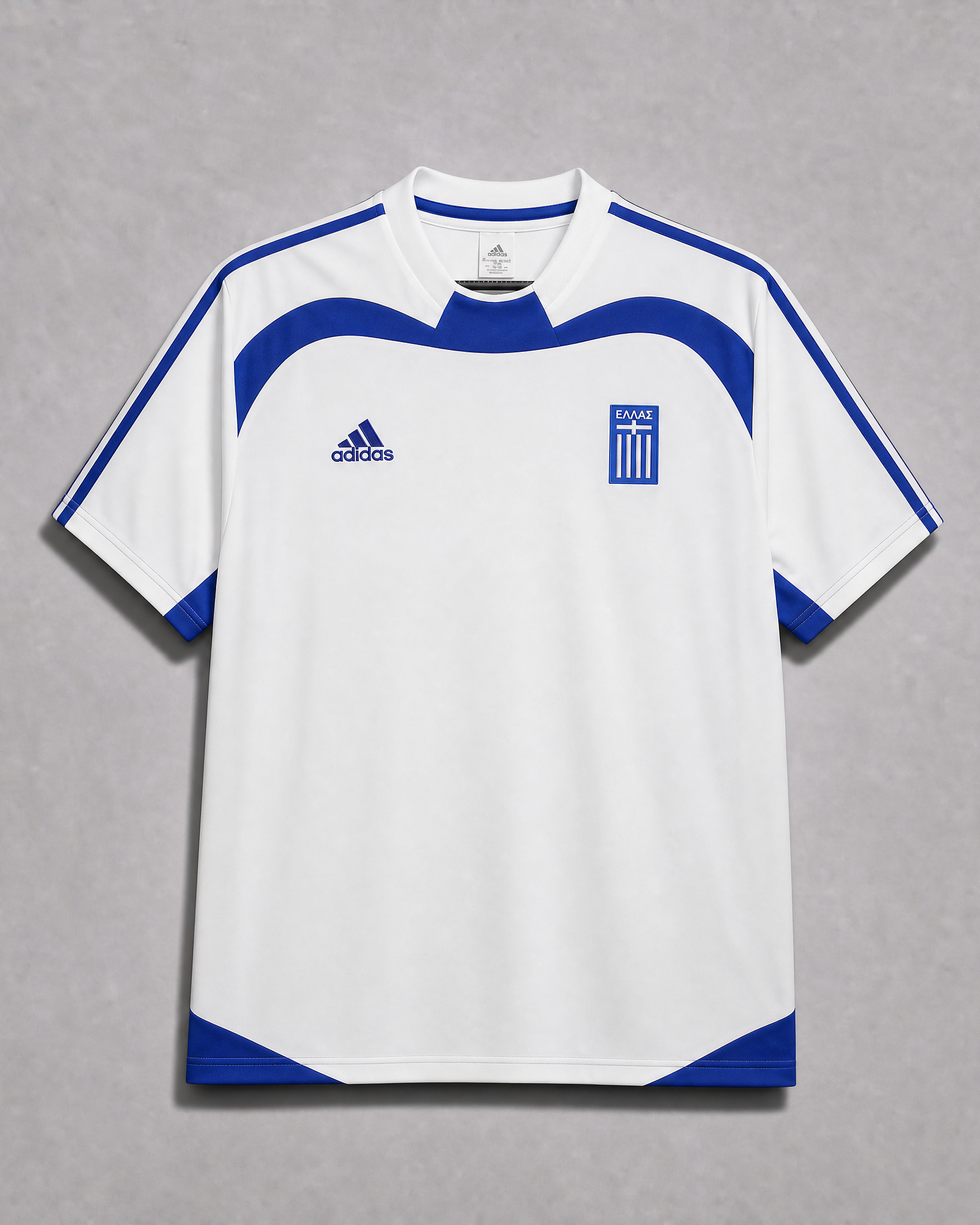 Maglia Grecia Home 2004 World Cup bianca blu vista frontale dettagli classici