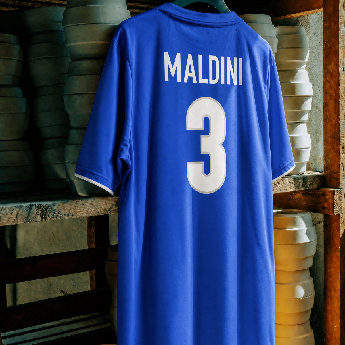 Fronte maglia home Italia 1998 con colletto a polo e stemma FIGC.