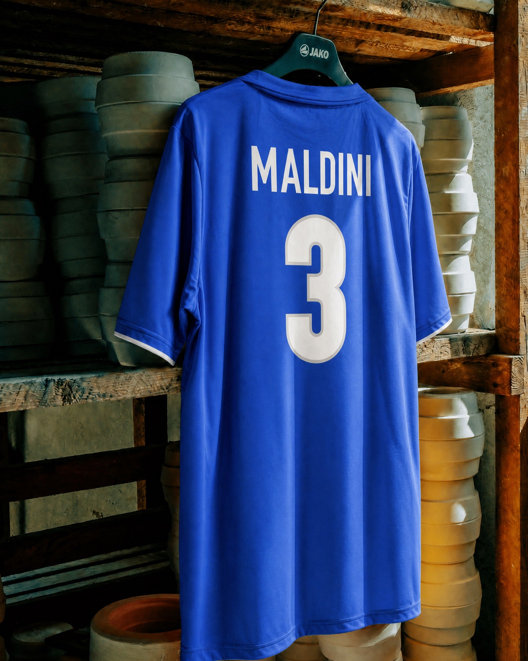 Fronte maglia home Italia 1998 con colletto a polo e stemma FIGC.
