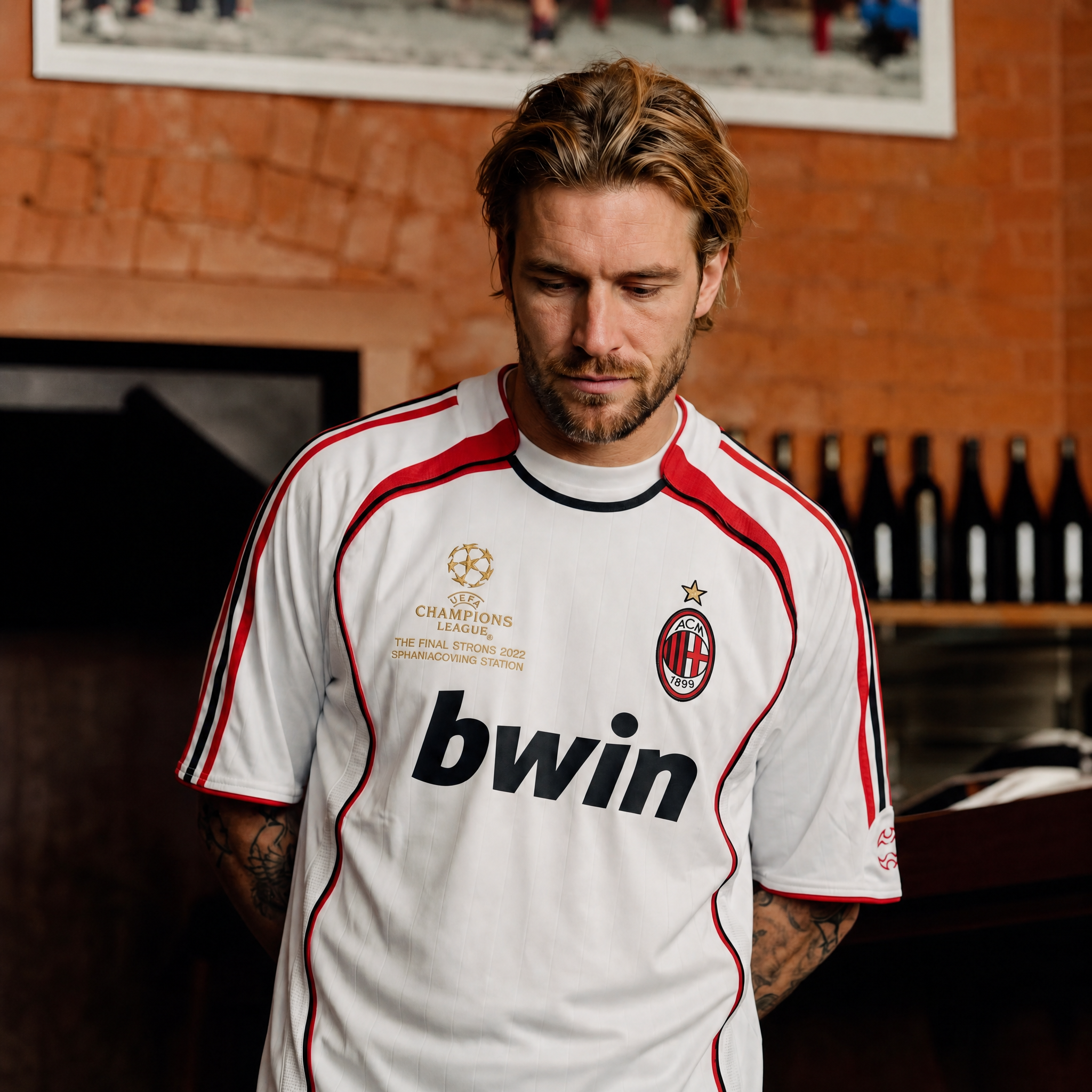 Kaká con maglia Milan 2006/07 mentre solleva la coppa Champions League
