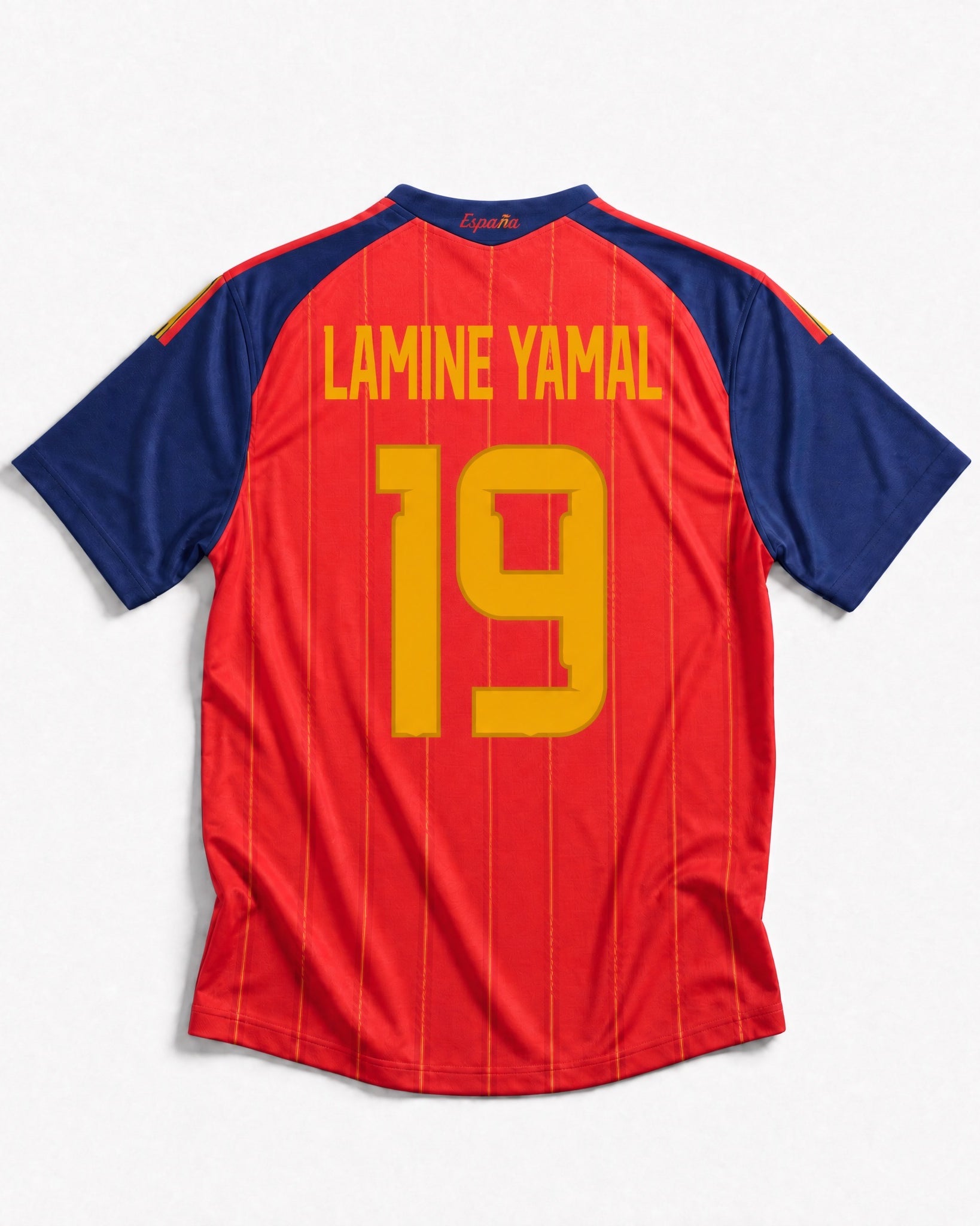 Dettaglio maglia Spagna 2026 Yamal numero 19 retro jersey calcio