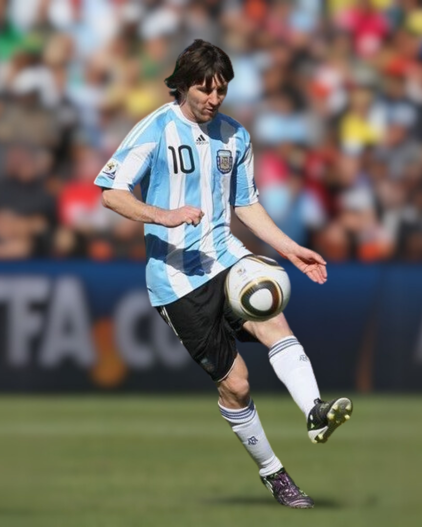 Lionel Messi Argentina 2010 maglia home numero 10 in campo