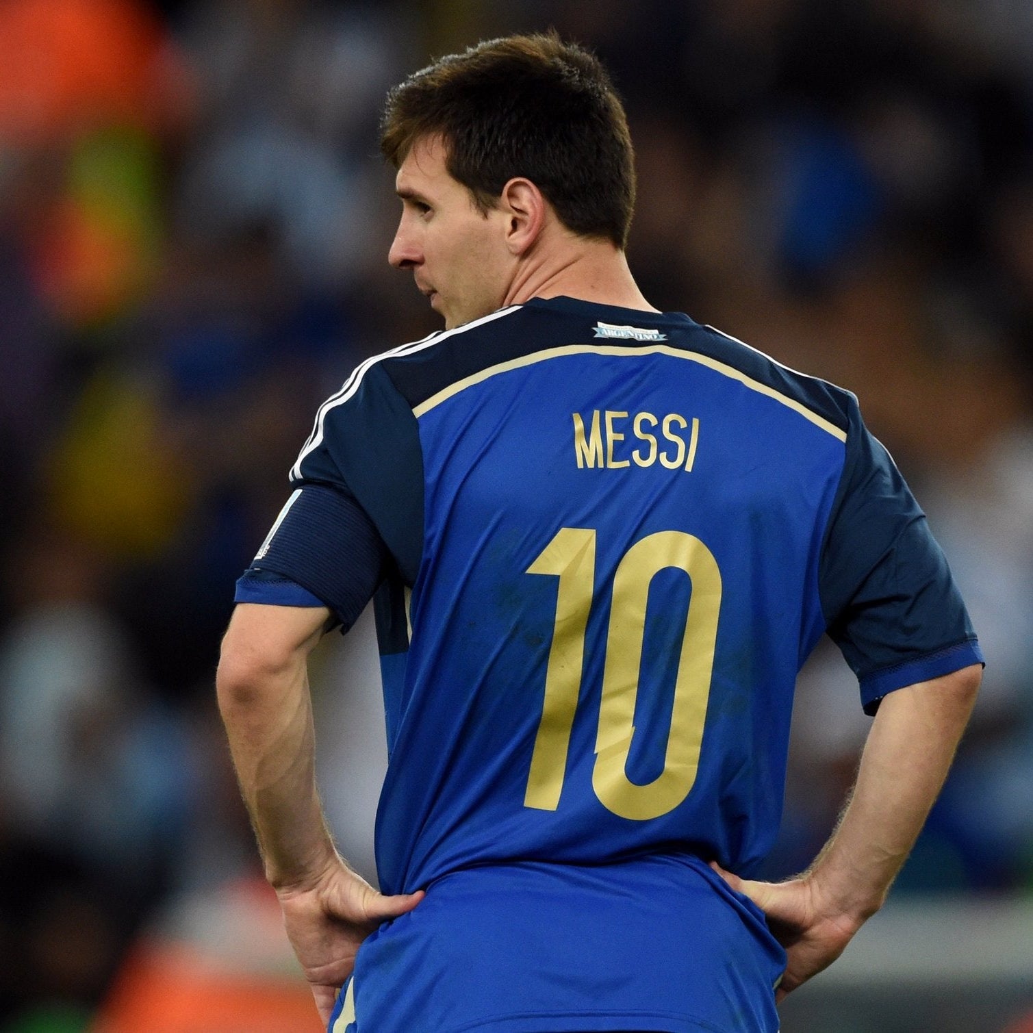 Lionel Messi Argentina finale Mondiale 2014 con maglia away blu