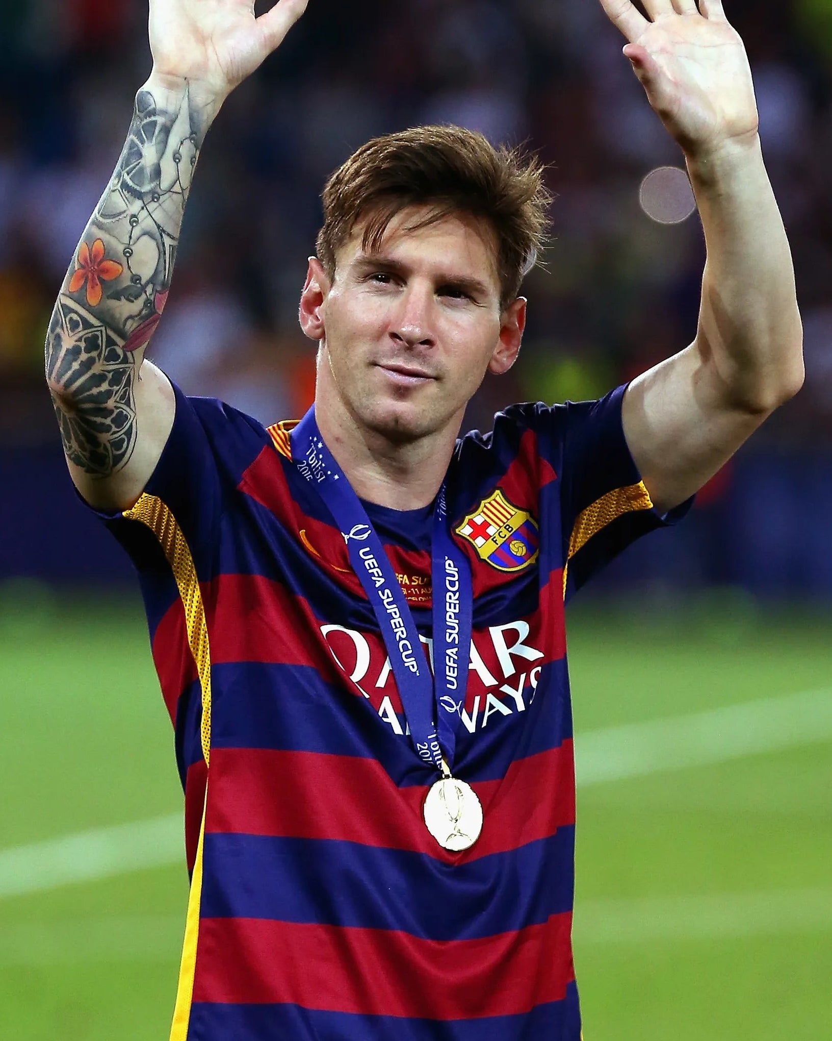 Lionel Messi Barcellona 2015/16 esultanza con maglia home blaugrana