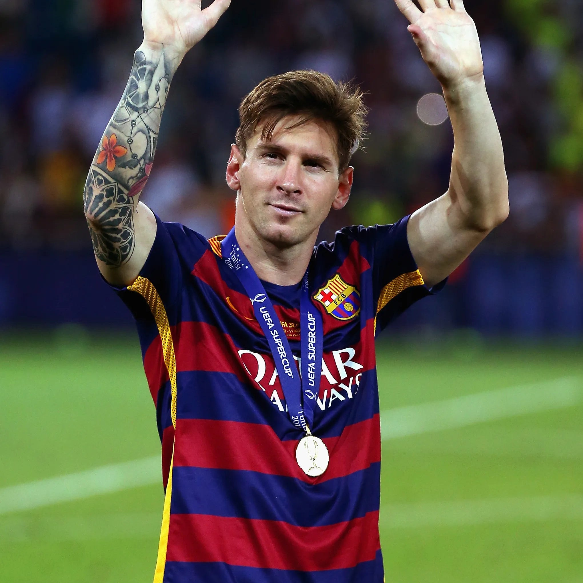 Lionel Messi Barcellona 2015/16 esultanza con maglia home blaugrana