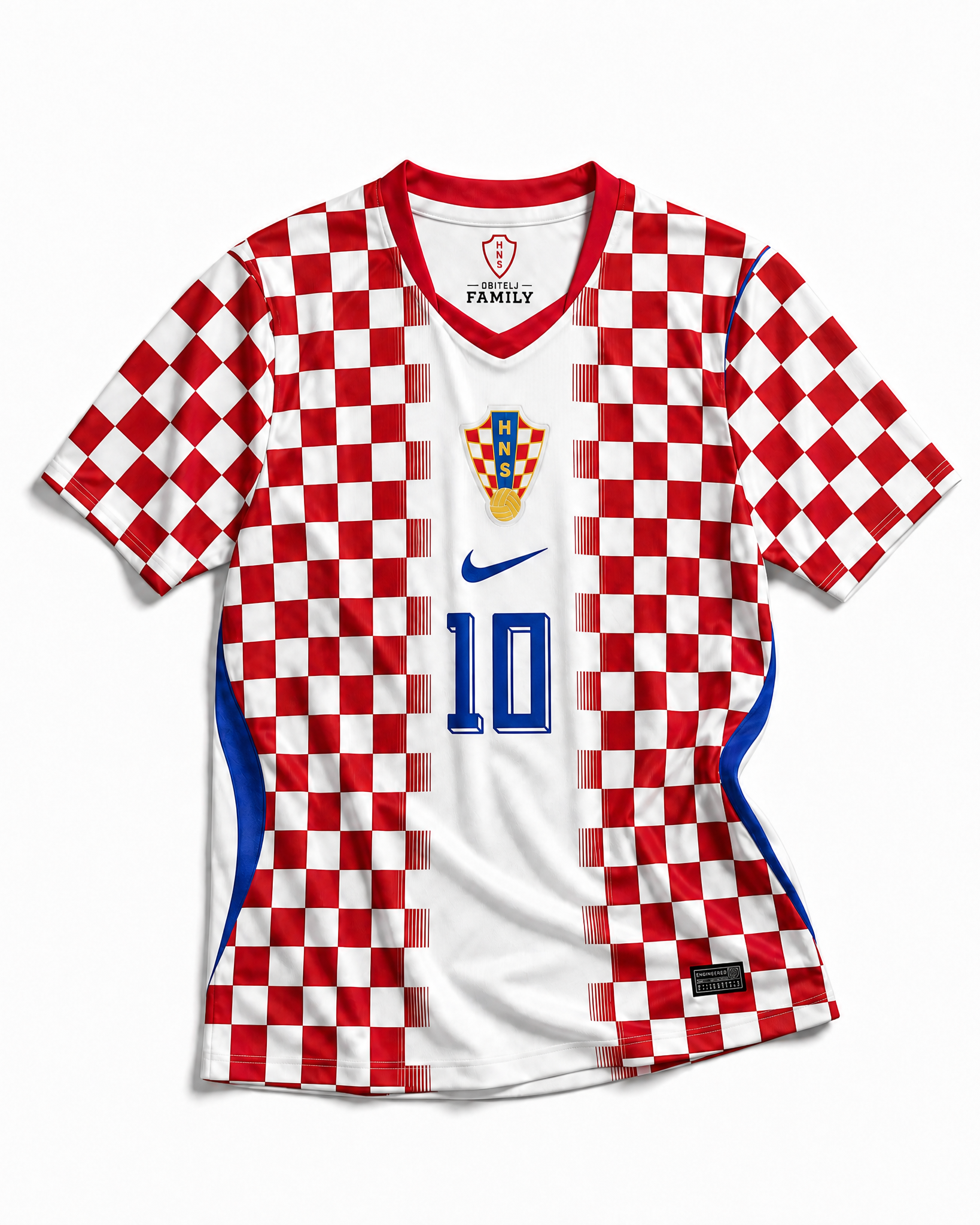 Croatia Maglia Home 2026 World Cup Modrić 10 vista frontale scacchi rosso bianco