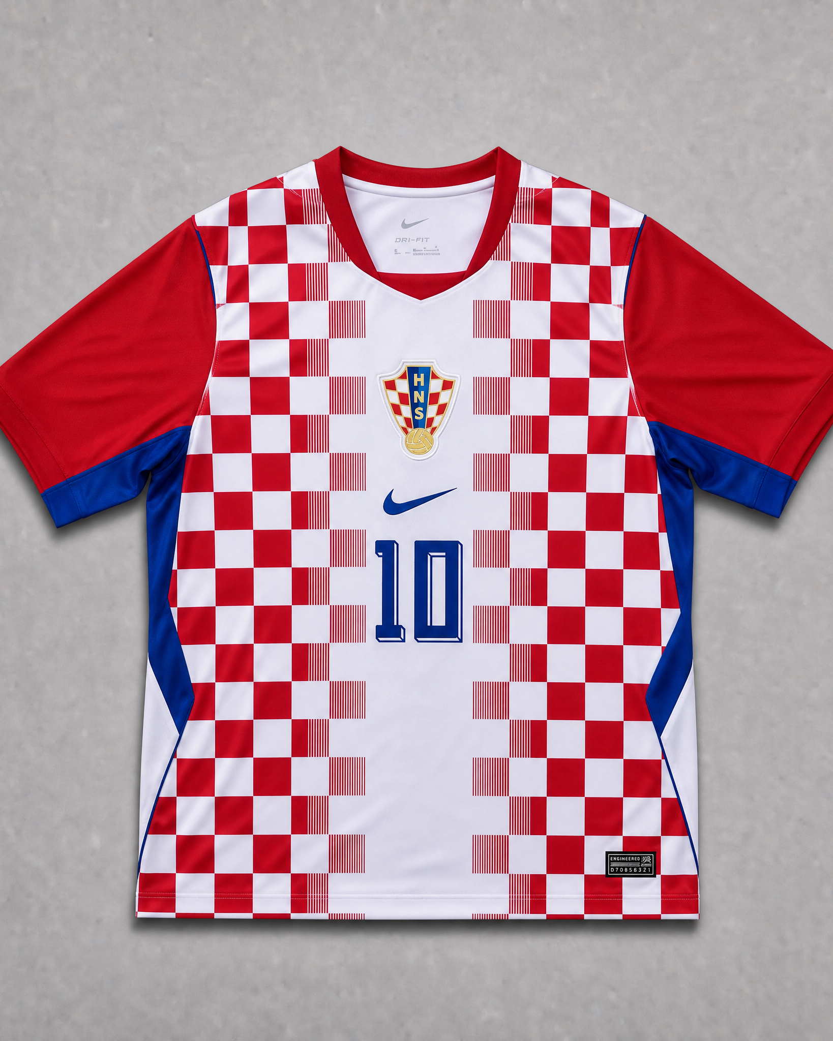 Croatia Maglia Home 2026 World Cup Modrić 10 vista frontale scacchi rosso bianco