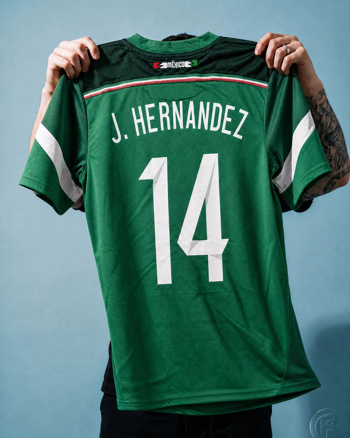 Maglia vintage Chicharito Messico Home 2014 dettaglio verde