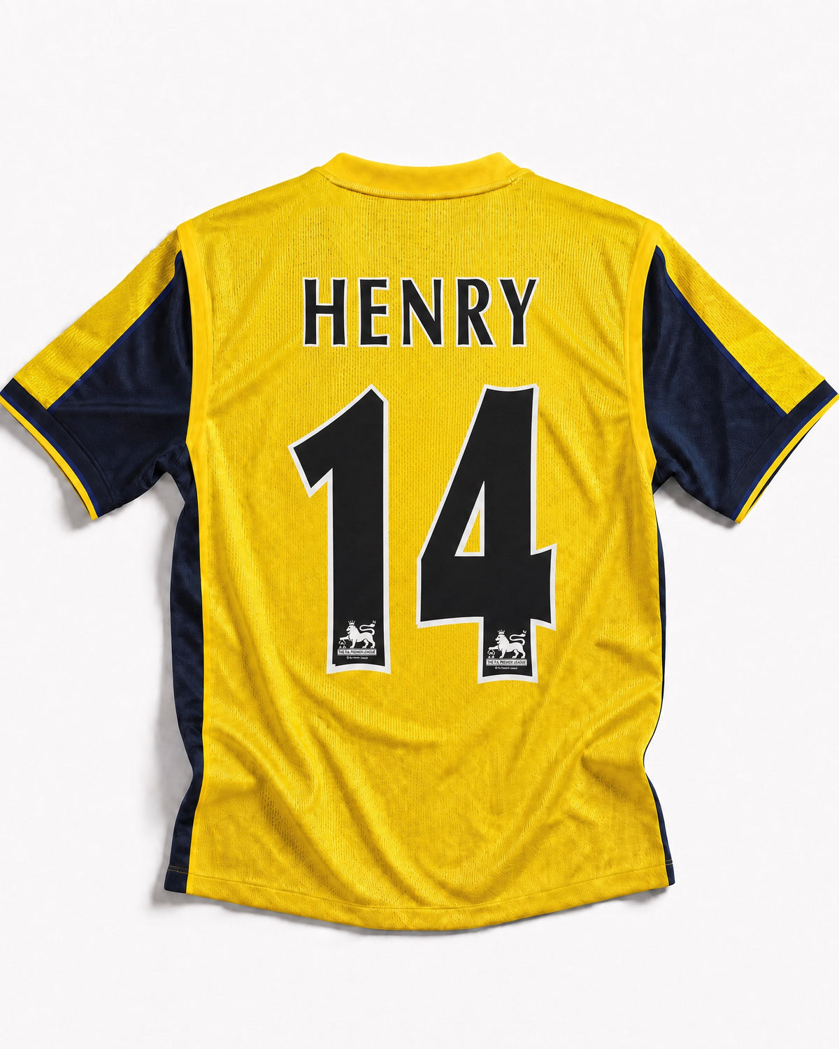 Maglia Thierry Henry Arsenal Away 1999/00 gialla vista posteriore con numero 14