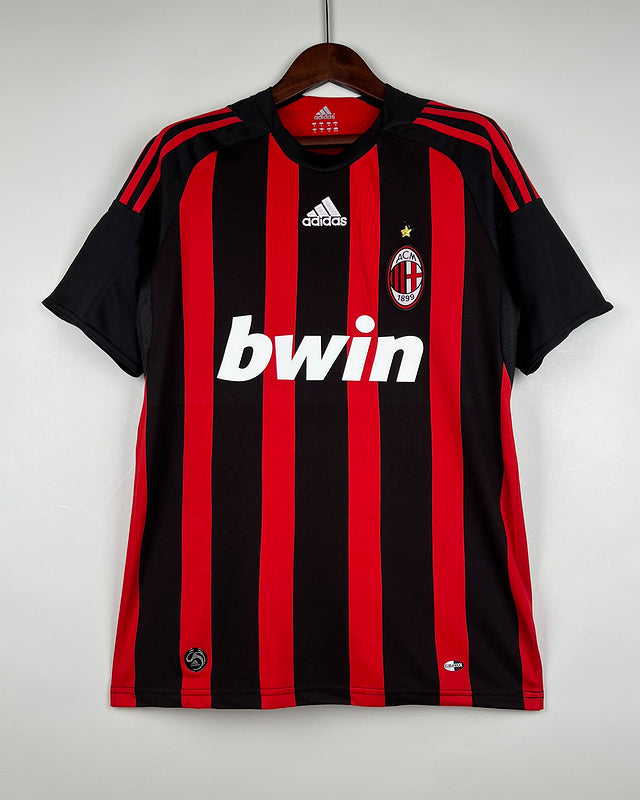 Maglia AC Milan 2008/09 home fronte strisce rosse e nere sponsor Bwin