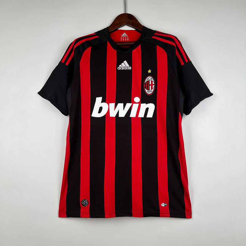 Maglia AC Milan 2008/09 home fronte strisce rosse e nere sponsor Bwin