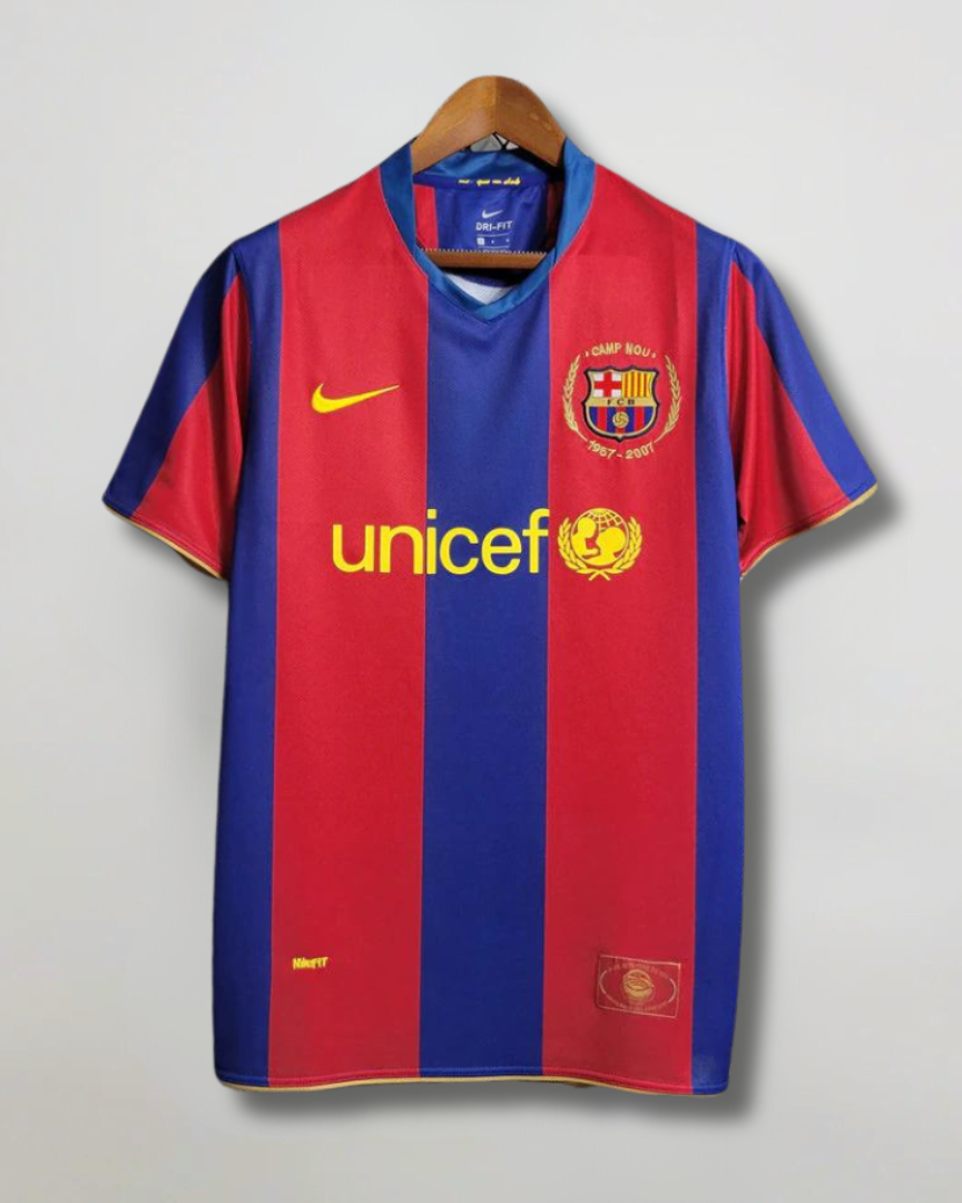 Maglia Barcellona 2007/08 Home 50 anniversario Camp Nou vista frontale