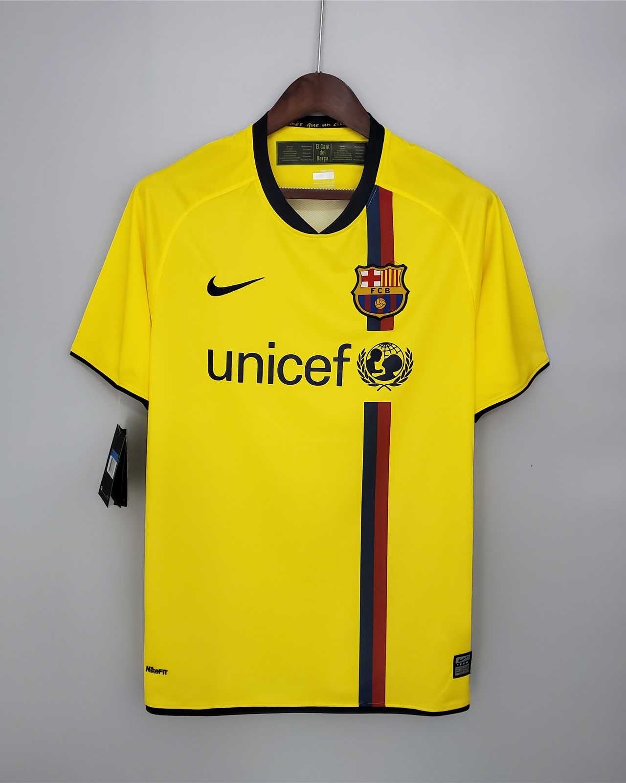 Maglia Barcellona 2008/09 away vista frontale colore giallo