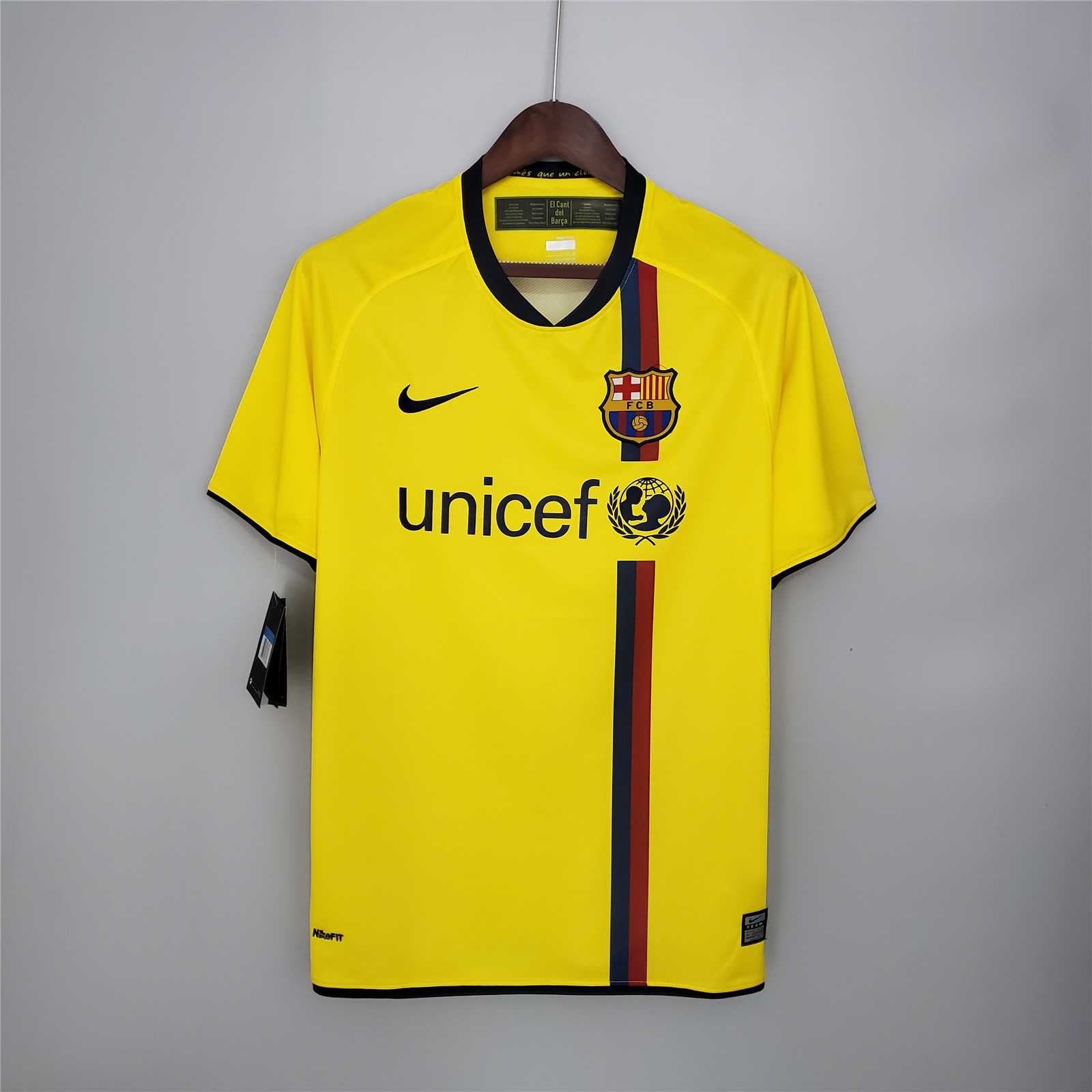 Maglia Barcellona 2008/09 away vista frontale colore giallo
