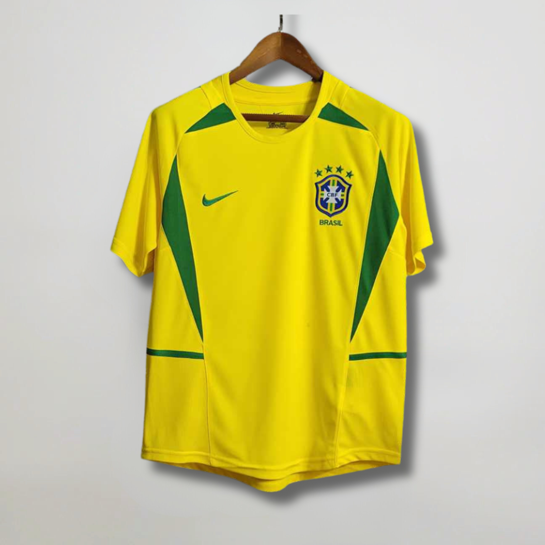 Maglia Brasile 2002 Home vista frontale con stemma nazionale