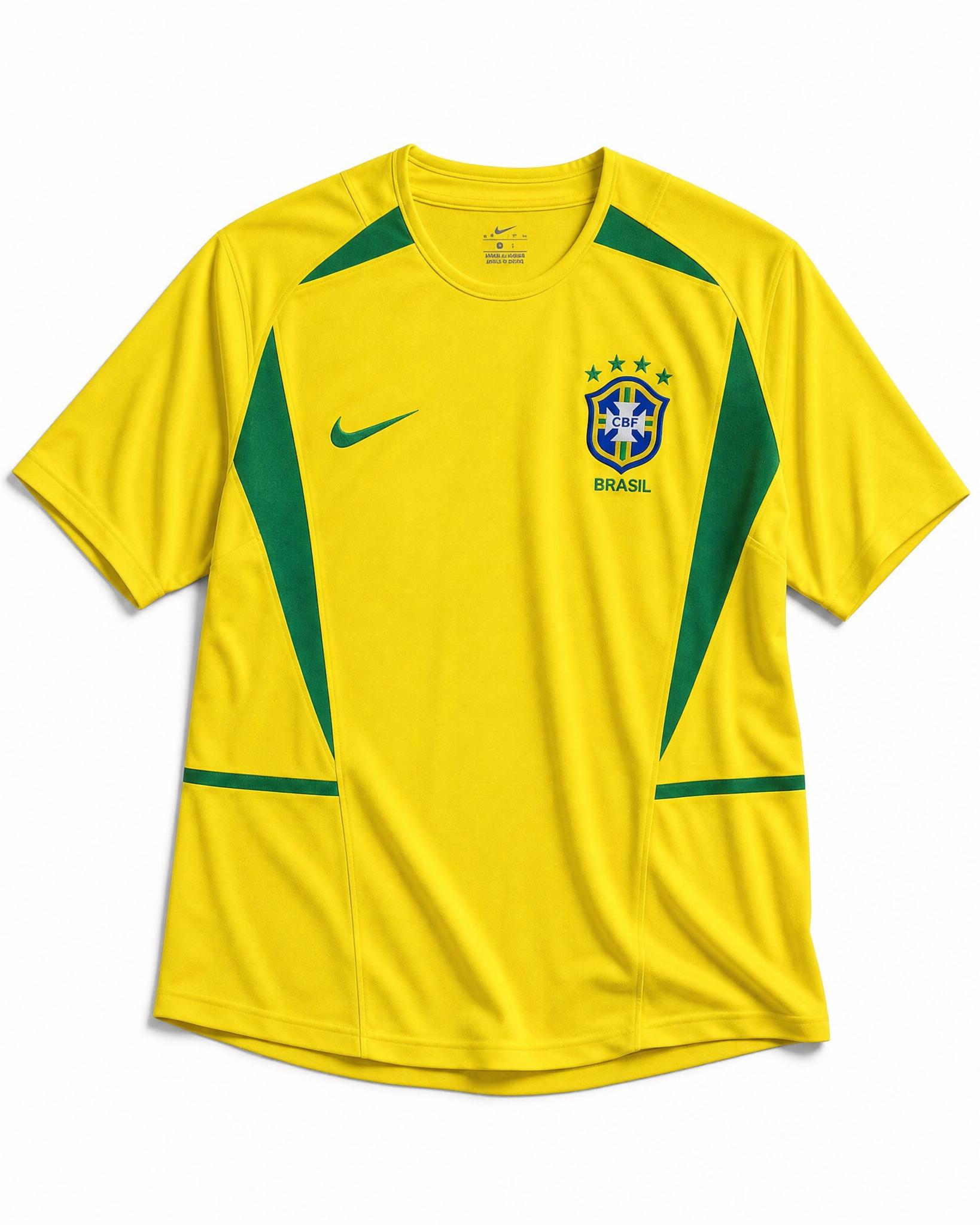 Maglia Brasile 2002 Home vista frontale con stemma nazionale