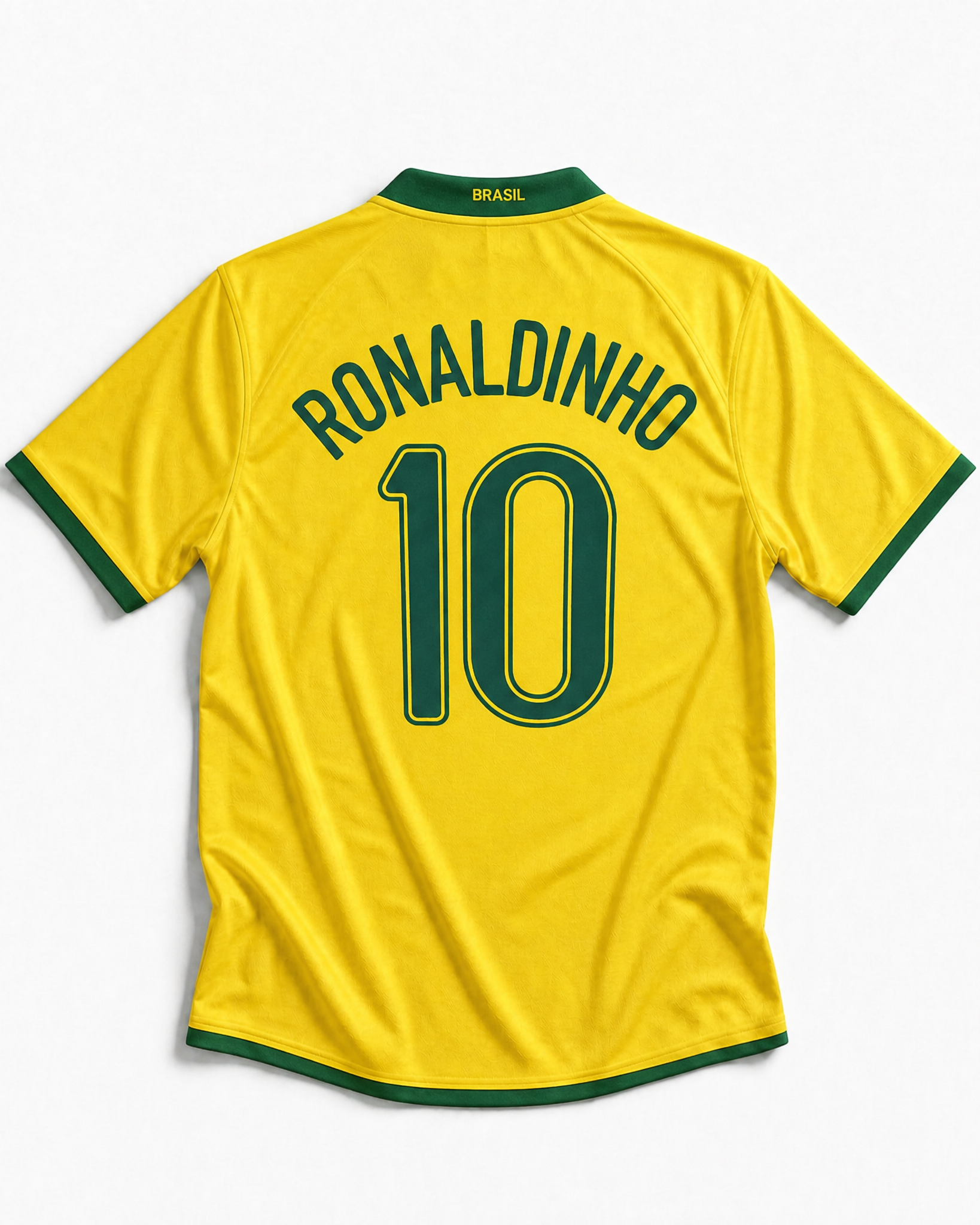 Maglia Brasile Home 2006 Ronaldinho numero 10 retro giallo con dettagli verdi