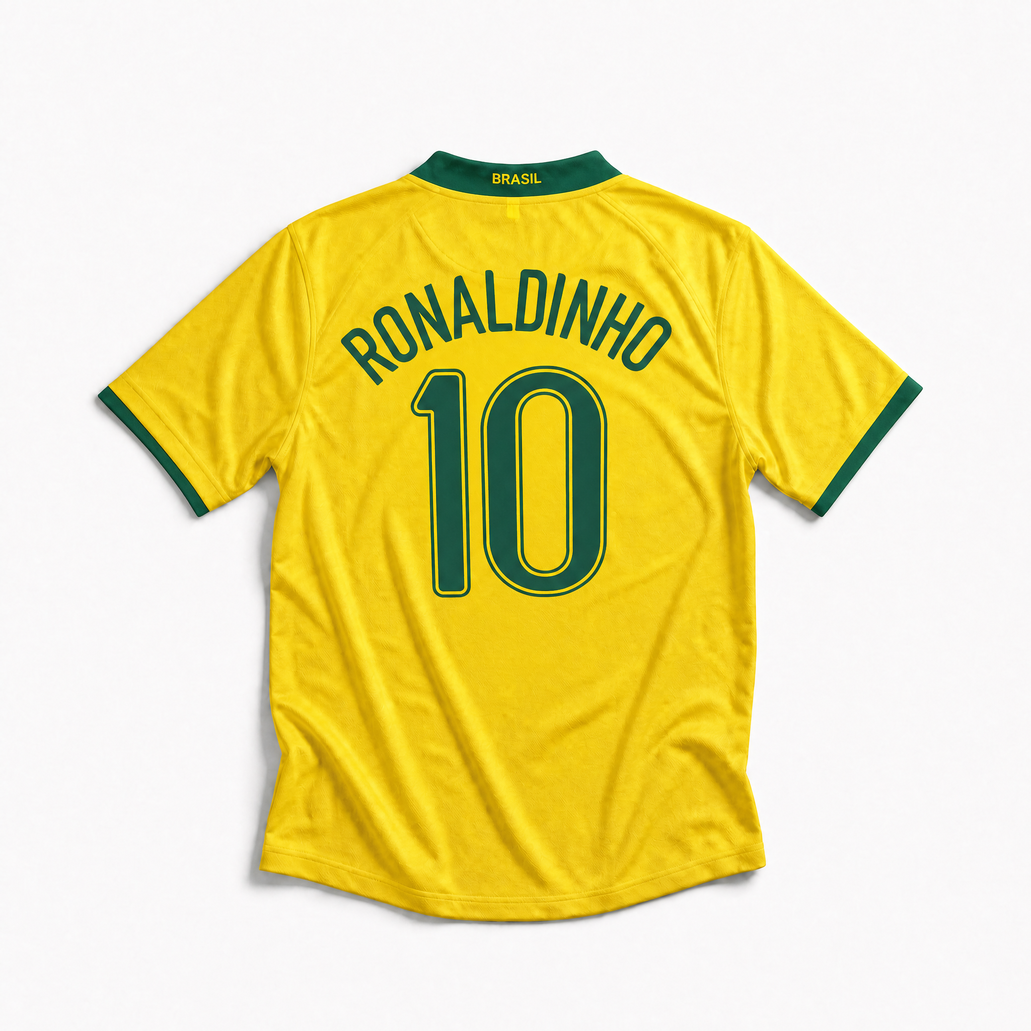 Maglia Brasile Home 2006 Ronaldinho numero 10 retro giallo con dettagli verdi