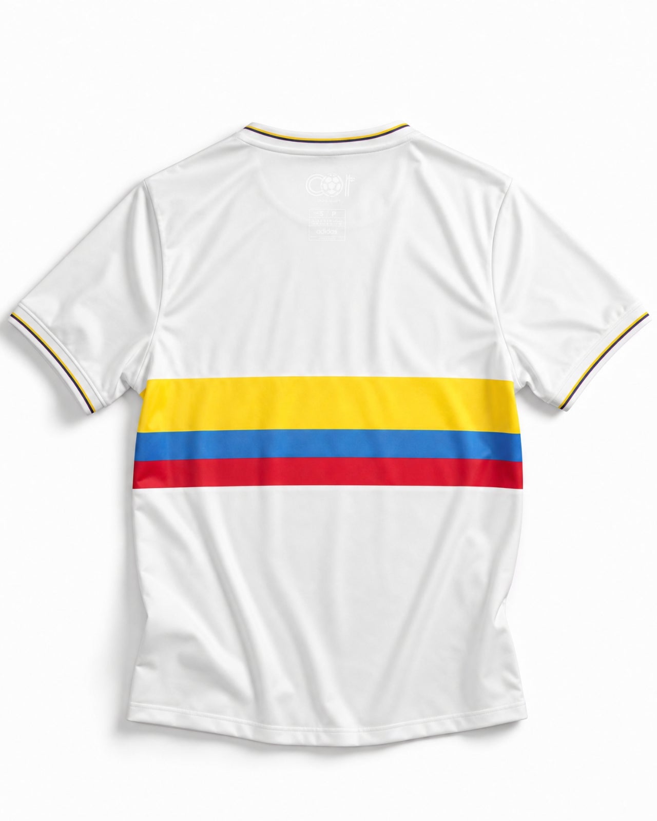 Maglia Colombia anniversario retro vista posteriore design pulito bianco