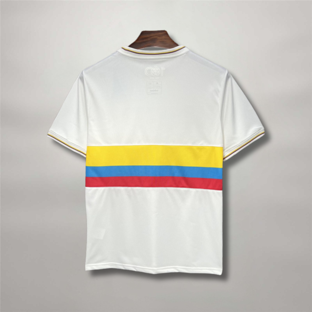 Maglia Colombia anniversario retro vista posteriore design pulito bianco