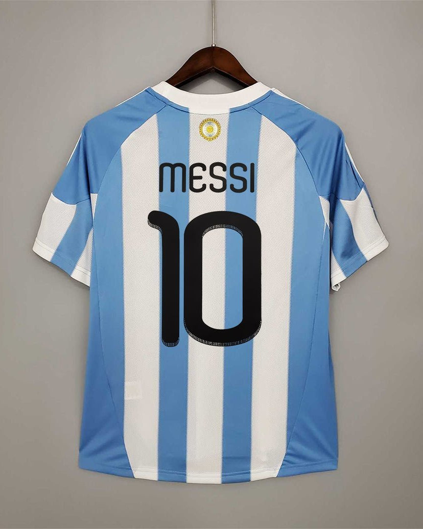 Maglia Messi Argentina Home 2010 numero 10 strisce bianche azzurre retro