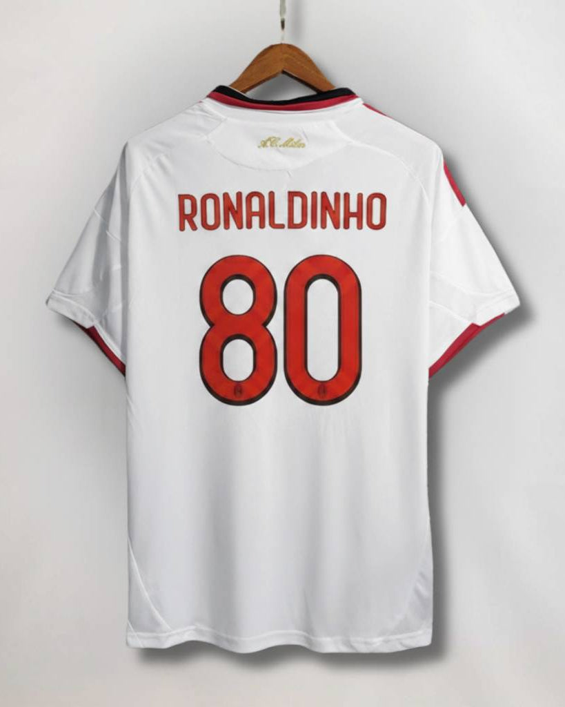 Maglia Milan Away 2009/10 Ronaldinho numero 80 retro bianco con nome