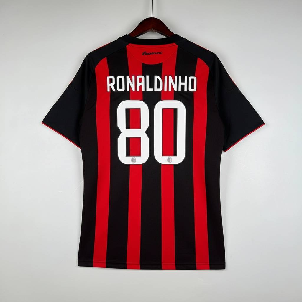 Maglia Milan Home 2008/09 Ronaldinho numero 80 retro rossonero