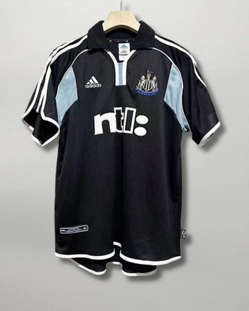 Maglia Newcastle Away 2000/01 blu navy Adidas con sponsor ntl e dettagli bianchi