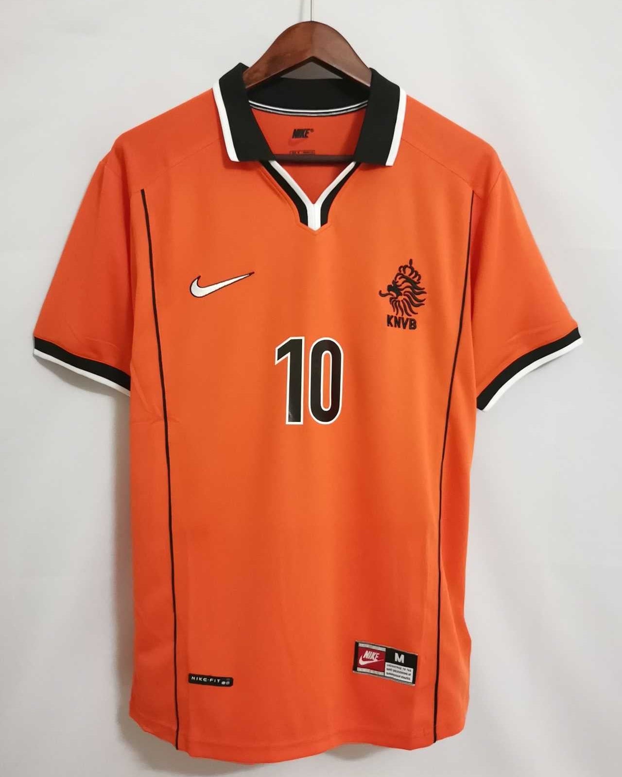 Maglia Olanda 1998 home con numero 10 frontale
